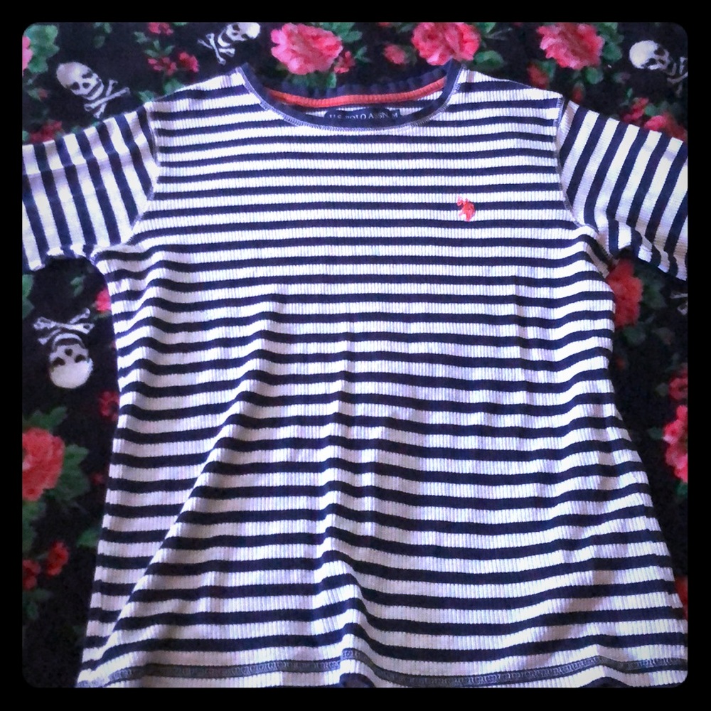 Striped long sleeve polo